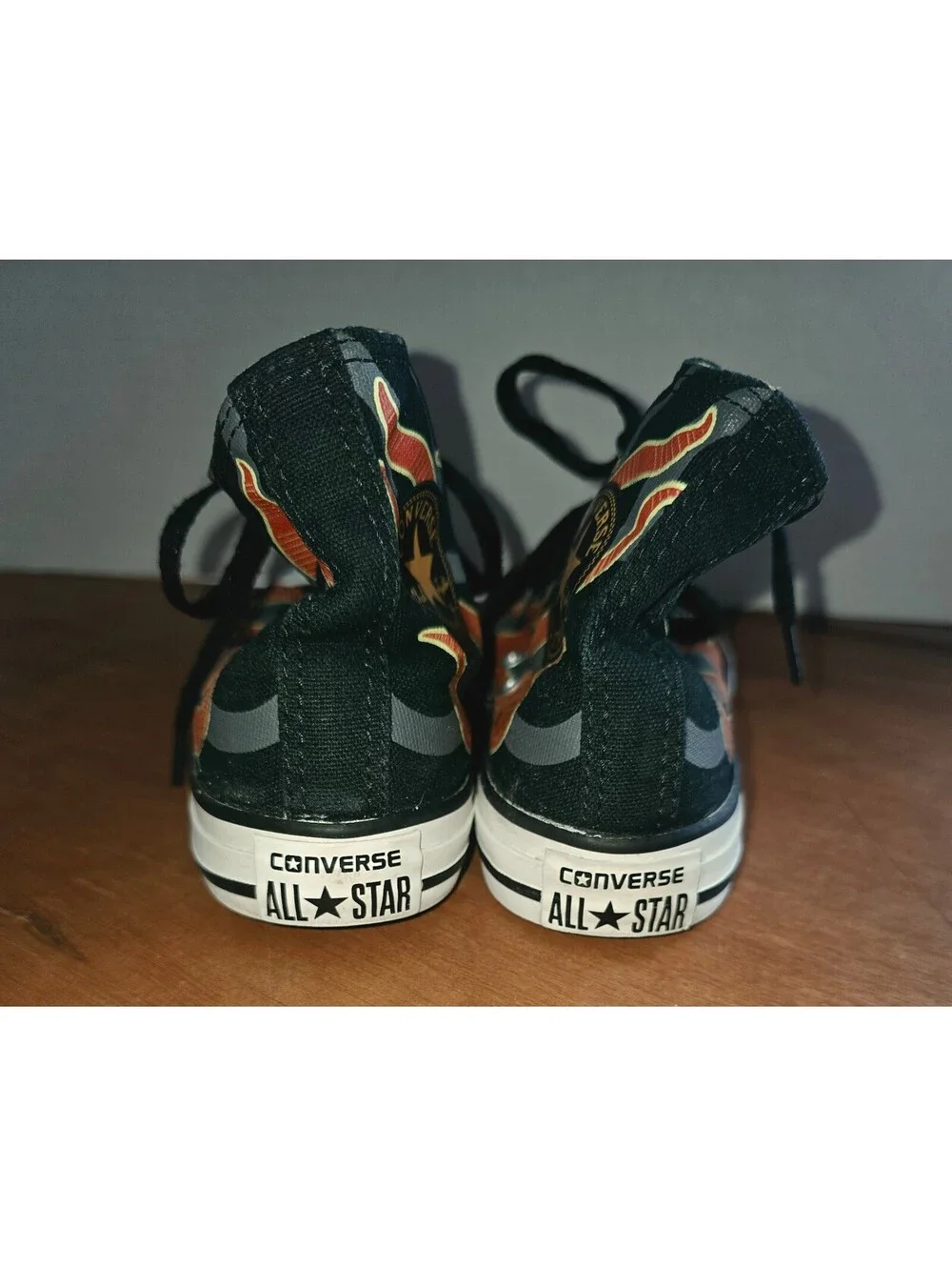 Kids Converse Chuck Taylor All Stars high top with flames size 1